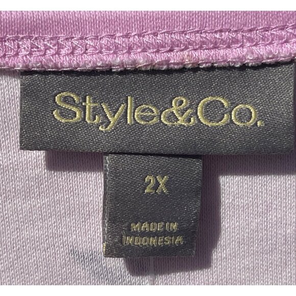 Style & Co Womens Floral Print Short Sleeve Tee 2X Millie Pink Made In Indonesia - Picture 5 of 8